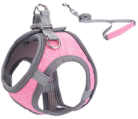 HshDUti Hundegeschirr, kein Ziehen, verstellbar, reflektierend und langlebig, gepolstert, für kleine und mittelgroße Hunde, zum Trainieren oder Spazierengehen, Rosa XXXS