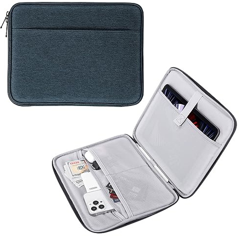 MoKo 9-11 Tablet Tasche Hülle für 11 Zoll iPad Air M2 2024, iPad Pro 11 M4 2024, iPad Air 5/4/3/2/1, iPad 10th/9/8/7 Gen 10,2, Galaxy Tab S9 11 2023, Polyester Schutzhülle mit Fächer, Indigo