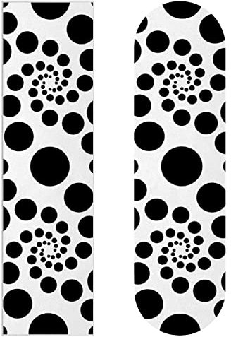 Skateboard-Griptape mit rotierenden schwarzen Punkten, Schleifpapier, Longboard, Aufkleber, Roller, Deck, Sandpapier, 2 Stück