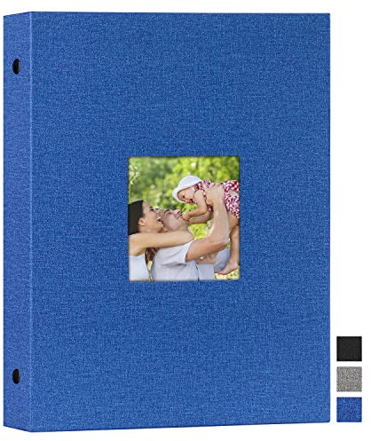 Benjia Photo Album A4 Portrati 100 Pocket, Linen Slip in Top Loading Photo Ablums holds 100 Vertical A4 Pictures Blue