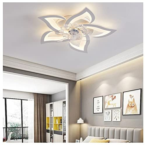 VVLXRIC Ceiling Fan Bedroom - LED Shape Bedroom Ceiling Lamp Ceiling Fan Bedroom 6 Wind SpeedsRemote Control Dimmable Timing Universal Ceiling Fan Remote 50W 27.2in5in