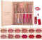Lishang 12 Piezas Pintalabios Permanente Liquido, Labiales Mate de Larga Duracion, Rojo Gloss, Barra de Labios Impermeable, Lipstick Set Kit Maquillaje, para Mujeres Regalo San Valentín Cumpleaño