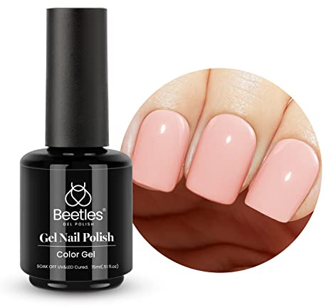Beetles Gel Nail Polish, 1 Pcs 15ml Nude Pink Cream Chiffon Color Gel Soak Off UV Nail Art Manicure Salon DIY Nail Design Decoration at Home