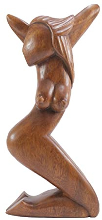 Lestarie Frauen Figur, handgeschnitzt Suar Holz, weibliche Akt Figur 28cm Dekoration, Unikat