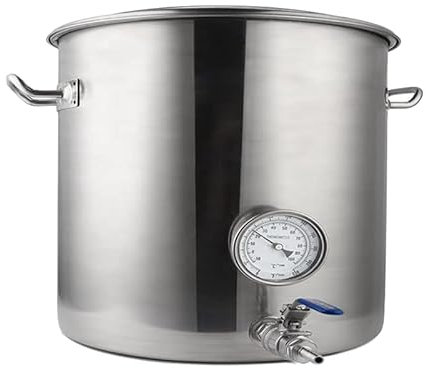 AIZYR Kommerzieller Stockpot Edelstahl Topf Braukessel 19L/30L/45L/60L/95L Braueimer mit Thermometer und Ventil für Kochen und Hausbrauen,30x30cm