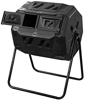 BOPIES Garden Tumbling Compost Bins, Outdoor Garden Rotating Composter Waste Bags for Food Waste Fermentation and Dead Leafs Fermentation into Compost Outdoor Composting, Black