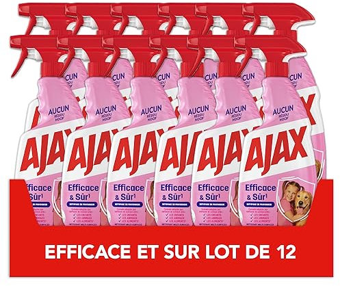 AJAX - Nettoyant Ménager Spray Multi-Surfaces Efficace & Sûr - Pour Le Contact Avec Les Animaux & Les Enfants - Nettoyage Hygiène En Profondeur - Sans Résidus Nocifs - 500 ml