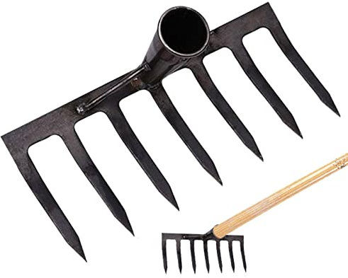 PURBLE Râteaux pour pelouses, déchaumage Robuste pour Jardinage en métal, râteaux creusement Jardin pour Cour pelouse Jardin, Remplacement râteau Portable pour déchaumage