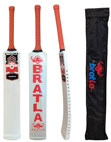 Bratla Cricketschläger für Tape Tennis Soft Ball – leichtes gebogenes Profil | leistungsstarke Schläge für verbesserte Leistung | Erwachsenengröße, leichtes Design