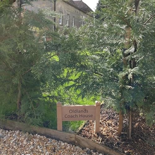 Personalised Oak House Sign - 30cm x 14cm plus two 45cm tall posts - Custom Engraved Carved Wooden Name Plaque