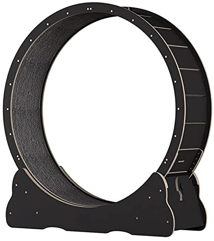 Katzenlaufband für Indoor-Katzen, Laufrad mit No-Gap-Design, Sicherheit, Anti-Pinch, leises Katzenlaufrad, Katzen Gewichtsverlustgerät mit Feststellvorrichtung, Schwarz-L
