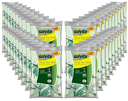 Solvite Paste the Wall 20-second mix and ready to use 5 Roll Sachet Extra strong Wallpaper Adhesive, 230 g, Bulk Buy 40 Pack