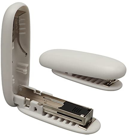 Pilipane skrivbordshäftapparat, mini häftapparat, standard häftapparat, vikbar bärbar häftapparat, ett finger, ingen ansträngning, bärbar häftapparat för kontor, skola (vit)