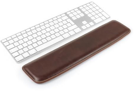 Londo Echtes Leder Tastaturpad - Premium Ergonomische Unterstützung für Komfortables Tippen bei der Arbeit und zu Hause (Braun, Groß)
