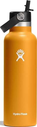 Hydro Flask - Wasserflasche 621 ml (21 oz) - Vakuumisolierte Edelstahl-Wasserflasche mit Flex-Trinkhalm-Verschluss - Standardöffnung - Fossil