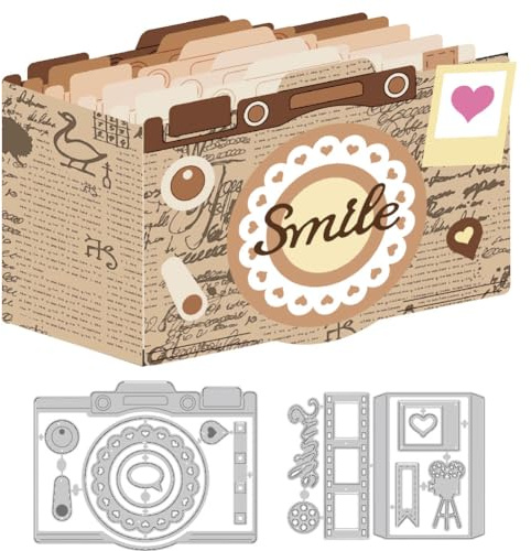 DELORIGIN 2 Set 3D Kamera Stanzformen Kartenherstellung Stanzschablonen Hochzeit Scrapbooking Prägevorlage Kasten Stanzformen Für Heimwerker Bastelalben Geburtstagsgeschenke Dekoration
