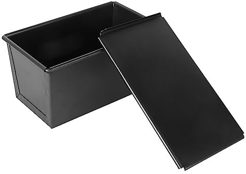 Cabilock Bread Tin Lid Loaf Pan Cover for Home Toast Bread Baking Non Stick Easy to Clean (Black)