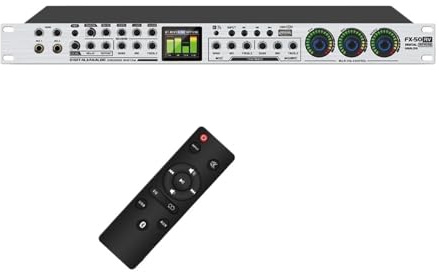 Digitaler Audio-Effekt-Prozessor, Karaoke, Bluetooth, Professioneller KTV-Voreffektor, Sound-Audio-Echo-Effekt-System, Audio-Prozessor(Silvery)