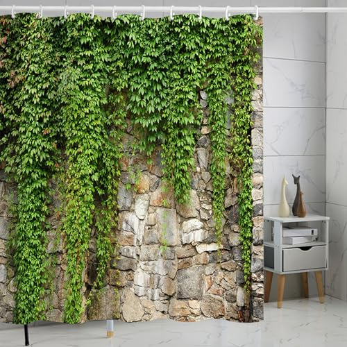 FAIRYGATE Duschvorhang Grün Anti Schimmel 180 x 180 cm Polyester Shower Curtain für Dusche und Badewanne