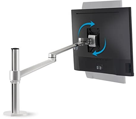 OL-1 10–32 tum aluminium dubbelarm LCD-TV-bordsfäste lutning 360 rotation monitor skrivbordsstativ Vesa 75 100 roterbar konsol datorstativ (färg: med adapter) (silver)