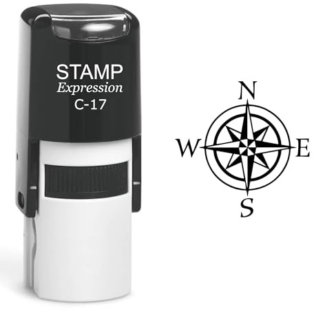 stampexpression - Compass North East West South Self Inking Rubber Stamp - Black Ink (A-60595)
