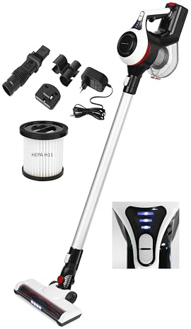 EMERIO 2in1 Akku Staubsauger | kabellos | 2 Saugstufen | 130W | 22,2V | 2200mAh | HEPA H11 Filter | beutellose Zyklon-Technologie | Batterie-Management-System für optimale Langlebigkeit | UVC-130959
