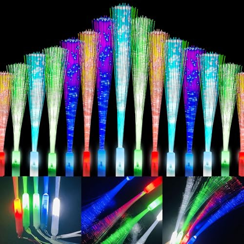 Fyeme 36 Stück LED Leuchtstab Glasfaser Leuchtstäbe Glasfaser Buntes Lampendesign Wiederverwendbar LED Leuchtstäbe für Leuchtstäbe Partyzubehör Hochzeiten Feiertagsfeiern