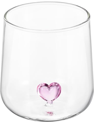ETHZZLE Tasse Herz Glasbecher Mit Herzdekor Exquisiter Getränkebecher Kreativer Becher Für Tischdekoration Geeignet Für Milch Kaffee Tee