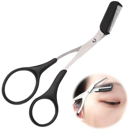 Augenbraue Schere für Männer und Frauen, Edelstahl Augenbrauenschere mit Kamm, Eyebrow Trimmer für professionelle Wimpern-Schere