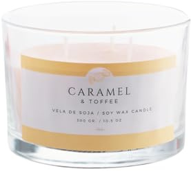 MERECUMBÉ Vela Aromática Grande | Aroma Caramelo | Cera de Soja | Larga Duración | Velas Grandes | Regalo | Ideal Mujer y Decorativa | 300gr | 3 Mechas