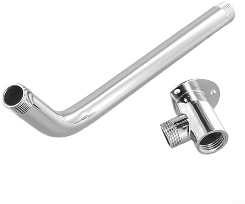 NbgrvB Edelstahl-Brauseschlauchverlängerung, 30 cm Arm und Basis, silberfarben, Wandmontage, für Duschkopf und Schlauch, Badzubehör