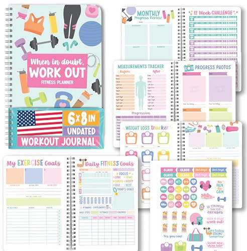 Hadley Designs Fitness Journal for Women - Workout Journal for Women, Fitness Planner for Woman, Workout Log Book, Undated Gym Journals & Exercise Journals, Health Notebook, Easter Gifts for Adults