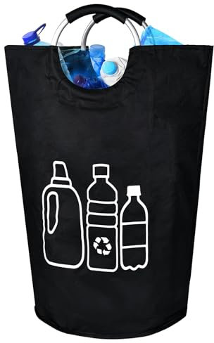 Pfandflaschen Sammelbehälter, Groß Faltbar Flaschensammler, Wasserdicht Flaschensammler Groß Korb Altglas Leergut Pfandflaschen Aufbewahrung Mit Softgrip Griffen Für Küche Und Lagerraum (Schwarz)