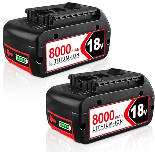 2 Stück 8000mAh Lithium-ion Ersatzakku für Bosch Akku 18V Werkzeuge, 8.0Ah Kompatibel mit Bosch für Akku BAT609G BAT609 BAT618 BAT618 SKC181-202L mit 4LED (2Stück BAT)