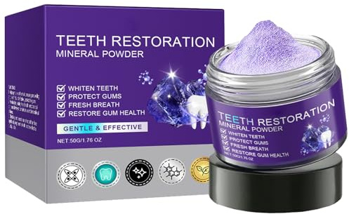 Mnozreo Poudre de Blanchiment des Dents,Poudre Minérale De Restauration Dentaire,Nettoyage Cosmétique des Dents,Blanchiment Des Dents En Poudre De Charbon Actif,50G,1PC