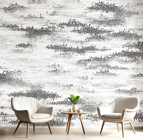 Papel Pintado Pared Líneas De Grafiti 300x210cm Fondo de Pantalla Panorámico Papel Antiguo Papel Tapiz Decoración de Pared para Sala de Estar Dormitorio Oficina, Gris