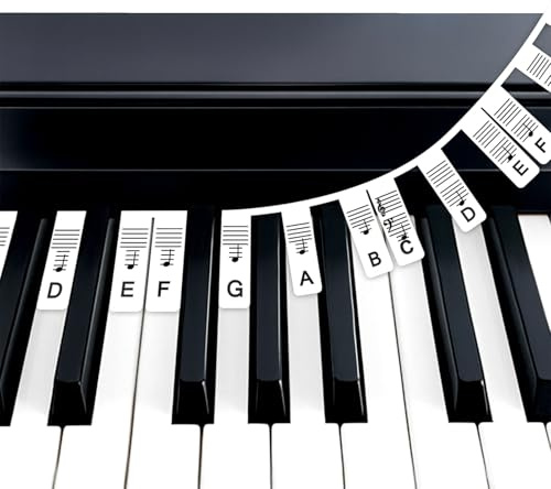 Removable Piano Keyboard Stickers for Beginners, Reusable Silicone Piano Stickers Note Labels for 88-Key Full-Size Keyboards, Easy Learning Aid for Kids & Adults, No Residue, Durable and Clear