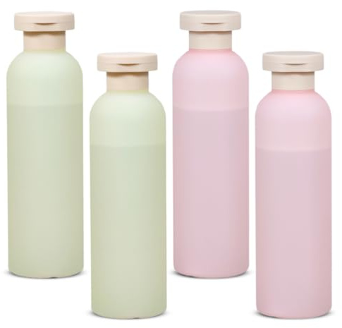 WEGLOK Botellas de Viaje de Silicona Rellenables, 4 Piezas, Botellas a Prueba de Fugas, Portátil Botes para Gel y Champu Viaje, Compacto y Ligero para Viajes, para Champú, Loción, Cosméticos, 200ml