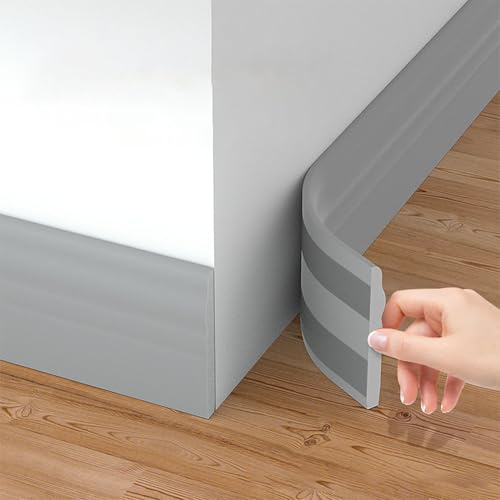 Rodapies autoadhesivo rodapié blando de NBR 12cm de ancho zócalos decorativos base de pared zócalo flexible autoadhesivo molduras decorativas,para cocina,baño,pared y suelo (5m Largo)