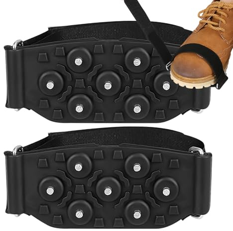 Crampones para Botas De Senderismo,Grampones Antideslizantes para Nieve con Correa Ajustable | Crampones para Zapatos De Nieve | para Senderismo Escalada Caminata Montañismo Correr Al Aire Libre