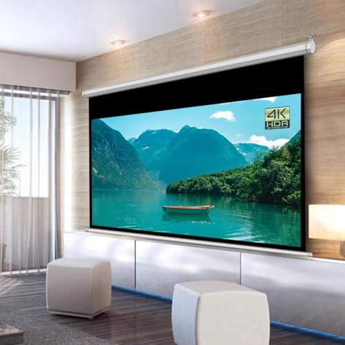 Pantalla de proyección motorizada de 72 con Control Remoto, Pantallas eléctricas 4:3 16:9 4K, Ideal para Cine en casa, Oficina y TV (72 Pulgadas (16:9))