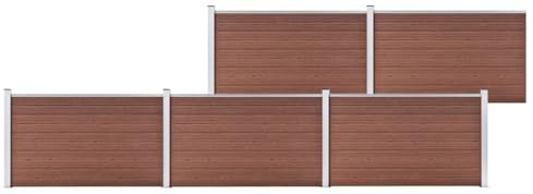 Clôture de jardin WPC 872 x 106 cm, marron, brise-vue robuste, pour jardin, panneaux composites en bois et plastique, poteaux en aluminium, résistant aux intempéries, montage facile