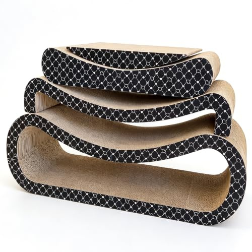 Spindro Juego de rascadores grandes 4 en 1 para gatos (31.5 x 11.8 x 11.8 pulgadas), rascador reversible de cartón para gatos de interior, tabla de rascar sofá cama, almohadilla corrugada para uñas de