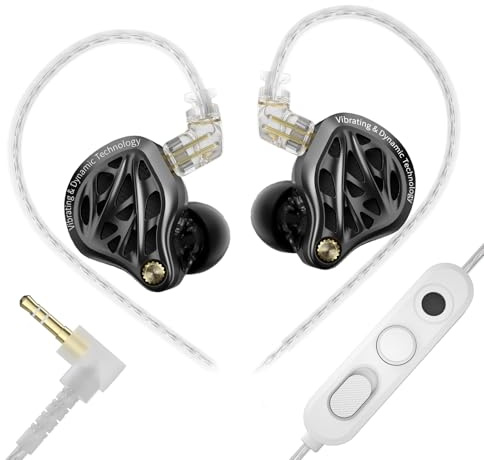 KZA COUSTICS KZ Vibe X - Auricolari in-ear con bassi profondi, HiFi IEM, Dual Dynamic Driver, monitor in-ear con doppio microfono, cuffie da gioco, adatte per musica, giochi e film (microfono da 3,5