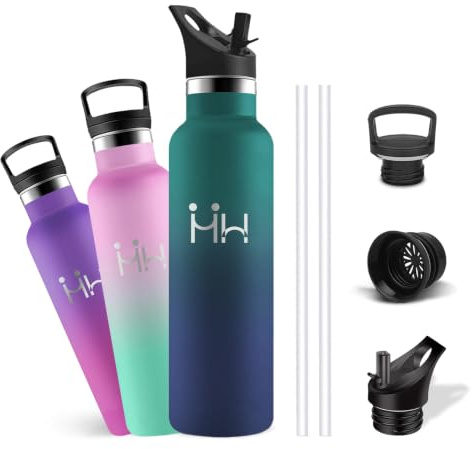 Botella Agua Acero Inoxidable, Botella Termica 1 litro, A Prueba de Fugas, Cantimplora Acero Inoxidable, Fácil de llevar, Cantimplora sin Bpa, Aislamiento al Vacío, para la Escuela, Hogar, Picnic