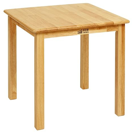 ECR4Kids 24in Square Hardwood Table with 22in Legs, Kids Furniture, Honey