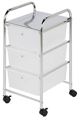 Honey-Can-Do 3-Drawer Plastic Storage Cart on Wheels,Silver