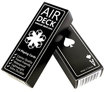 Air Deck schwarz - Spielkarten für Unterwegs - Premium Qualität langlebiges PVC wasserfest waschbar hochwertiger Druck Plastikkarten leicht kompakt strapazierfähig Pokerkarten 52er Deck Kartenspiel