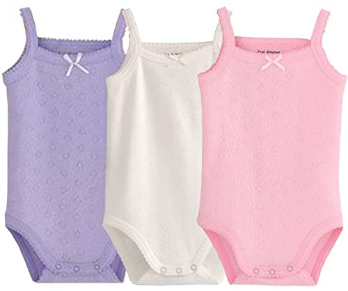 Blueleyu Baby Girl's Sleeveless Tank Top Cotton 3-Pack Onsies BodySuit, Purple/White/Peach, 12-18 Months