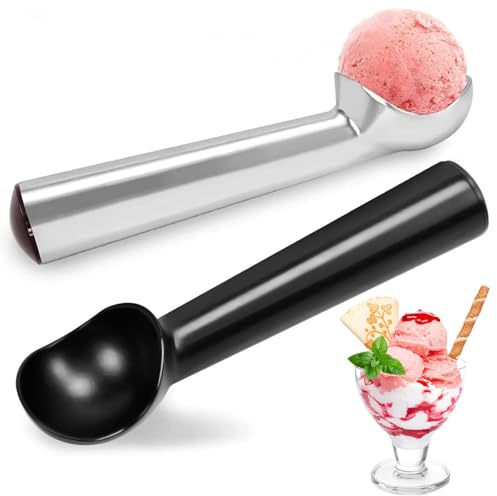 HANSGO Ice Cream Scoop, 2PCS 7 inches Nonstick Anti-Freeze Ice Cream Scooper One Piece Aluminum Design Dishwasher Safe